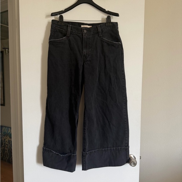Levi's Denim - Levi’s Black Denim Foldover ‘94 Baggy Wide Leg Jeans size 26